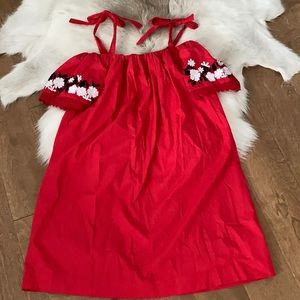 Topshop Embroidered Sleeve Shift Dress